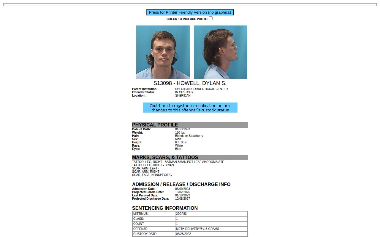 IDOC projected parole and discharge dates for Kendall County release lookup